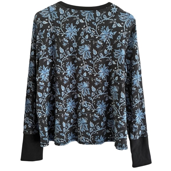 Sundance Thermal Long Sleeve Top Embroidered Placket Blue PXL - Picture 3 of 10